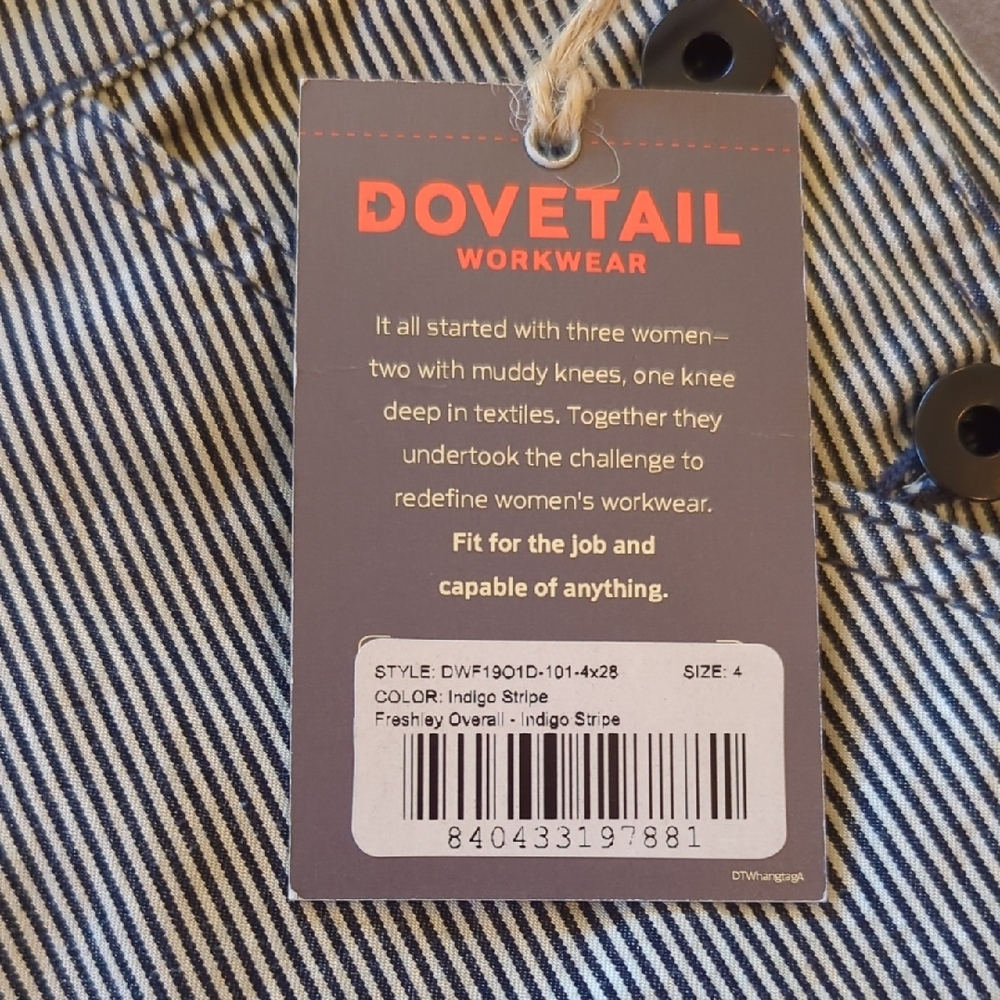 Dovetail Striped Overalls- Freshly Overall, Indigo Stripe - Picture 2 of 4